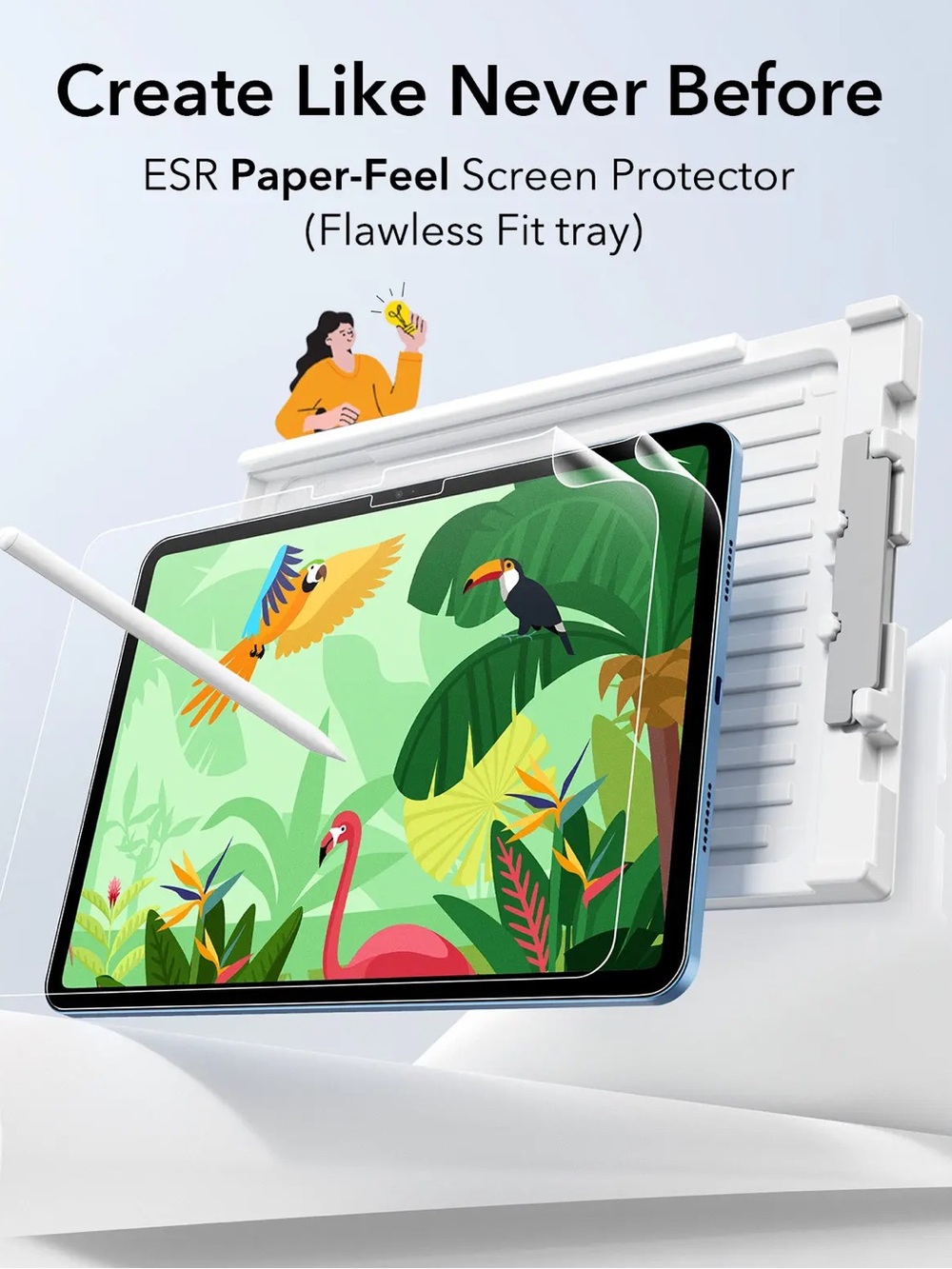 NEW ESR Paperfeel Paperlike EASY INSTALL Screen Protector for iPad Pro 12.9 inch